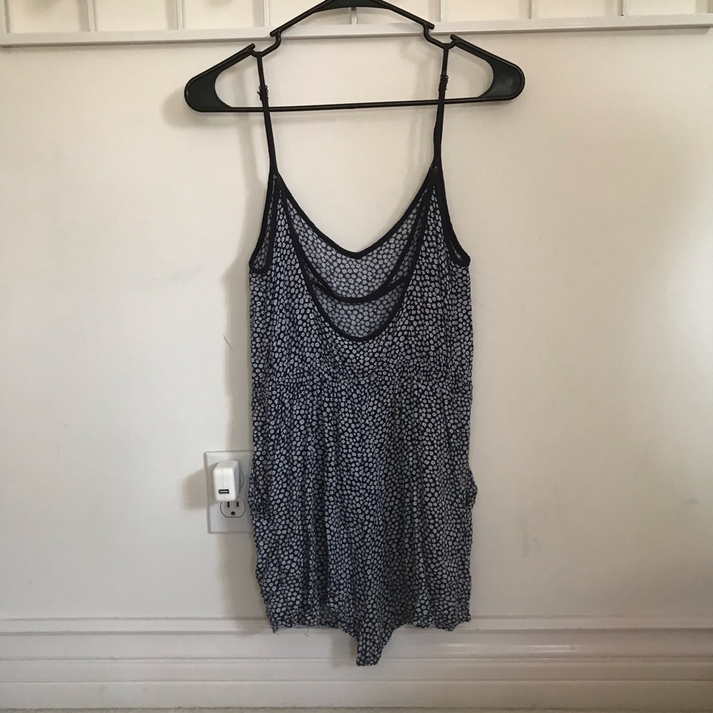 Navy blue floral romper